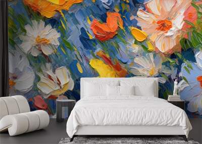 Flowers oil painting seamless repeat pattern, colorful, impressionism [Generative AI]
 Wall mural